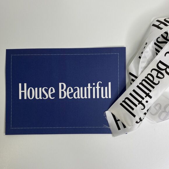 2 House Beautiful Tea Hand Towels Vintage Graphics Ribbon Notecard Farmhouse - Picture 4 of 11